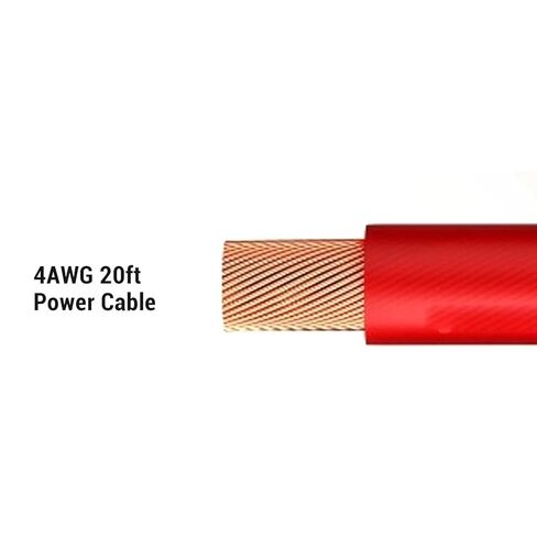 Keenso Power Cable, 4AWG 20ft Power Cable with Line Tail Heat Shrink Tube Black Red Flexible Ground Wire Kit for Car Radio Speaker in Saudi Arabia