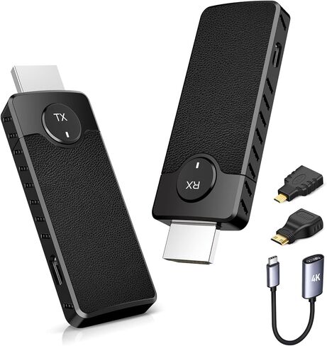 2026 Upgraded HDMI Wireless Transmitter and Receiver Kit,5.8G/2.4G,165FT/50M,4K Decode Input 1080P Output,Plug and Play,Wireless Extender for Video and Audio to Projector/HDTV from PC/Laptop/Camera in Saudi Arabia