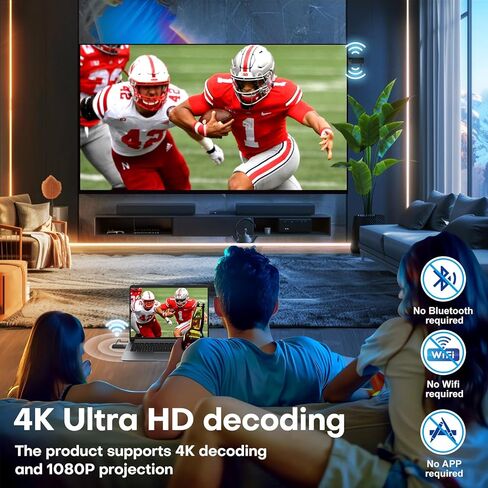 2026 Upgraded HDMI Wireless Transmitter and Receiver Kit,5.8G/2.4G,165FT/50M,4K Decode Input 1080P Output,Plug and Play,Wireless Extender for Video and Audio to Projector/HDTV from PC/Laptop/Camera in Saudi Arabia