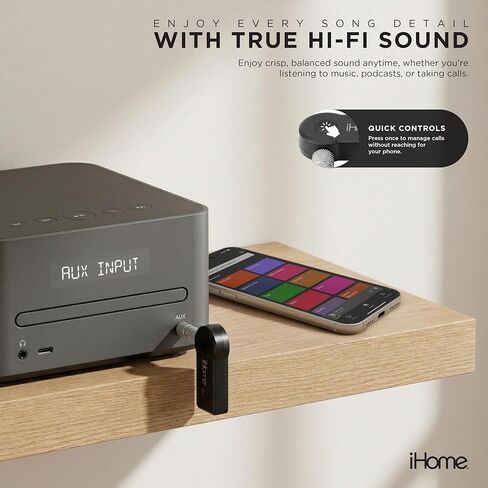 جهاز استقبال الصوت iHome مقاس 3.5 ملم مع ميكروفون مدمج، وبث الموسيقى لاسلكيًا، وتصميم مضغوط in Saudi Arabia