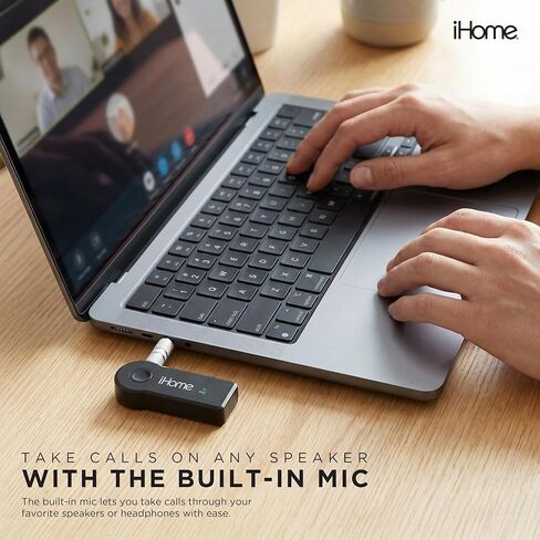 جهاز استقبال الصوت iHome مقاس 3.5 ملم مع ميكروفون مدمج، وبث الموسيقى لاسلكيًا، وتصميم مضغوط in Saudi Arabia