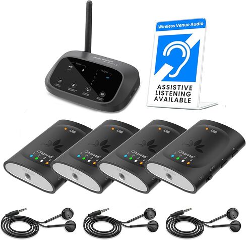 Avantree Audiplex M3 with 1 More Add-On Receiver – Multi-Channel Assistive Listening System for Church Translation & Classroom, Superior Sound & Low Latency, 328ft Range in Saudi Arabia