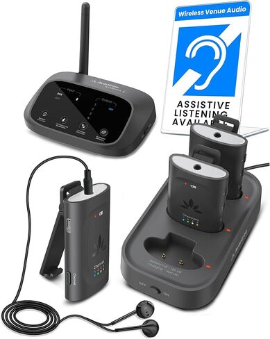 Avantree Audiplex M3 with 1 More Add-On Receiver – Multi-Channel Assistive Listening System for Church Translation & Classroom, Superior Sound & Low Latency, 328ft Range in Saudi Arabia