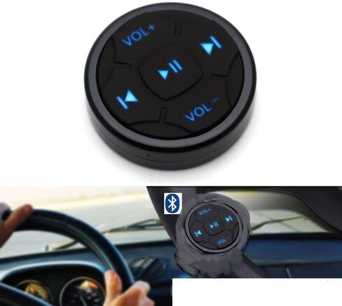 Wireless Bluetooth Media Remote Button for iPhone with Mount for Driving, Cycling, Steering Wheel Control Button(with Blue Button Light) in Saudi Arabia