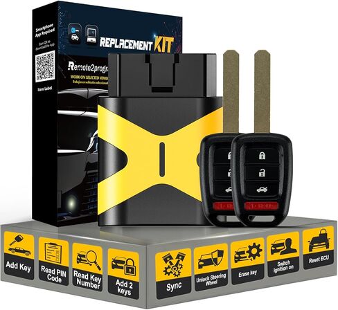 إضافة 2 مفاتيح DIY مجموعة مفاتيح السيارة واستبدال مفتاح السيارة غير المقطوع لاستبدال Honda Civic/Accord/HR-V/Fit مع FCC: MLBHLIK6-1T (4 BUTTON/MLBHLIK6-1T) in Kuwait