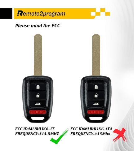 إضافة 2 مفاتيح DIY مجموعة مفاتيح السيارة واستبدال مفتاح السيارة غير المقطوع لاستبدال Honda Civic/Accord/HR-V/Fit مع FCC: MLBHLIK6-1T (4 BUTTON/MLBHLIK6-1T) in Kuwait