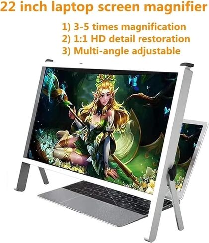 22 inch Screen Magnifier for Laptop,3D HD Screen Magnifying for Movies, Videos, and Gaming, Screen Enlarger with Adjustable Angle Design Amplifier Desktop Magnifier for Seniors Reading (White) in Saudi Arabia