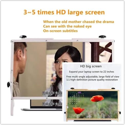 22 inch Screen Magnifier for Laptop,3D HD Screen Magnifying for Movies, Videos, and Gaming, Screen Enlarger with Adjustable Angle Design Amplifier Desktop Magnifier for Seniors Reading (White) in Saudi Arabia