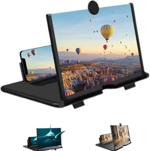 2026 New Big Screen Phone Magnifier, 3D HD Screen Amplifier with Foldable Stand, Portable Mobile Phone Magnifier Projector for Videos，Movies & Gaming, Universal Compatible with All Smartphones in Saudi Arabia