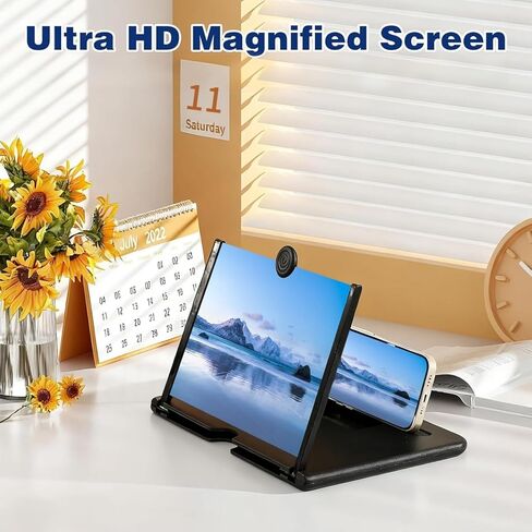 2026 New Big Screen Phone Magnifier, 3D HD Screen Amplifier with Foldable Stand, Portable Mobile Phone Magnifier Projector for Videos，Movies & Gaming, Universal Compatible with All Smartphones in Saudi Arabia