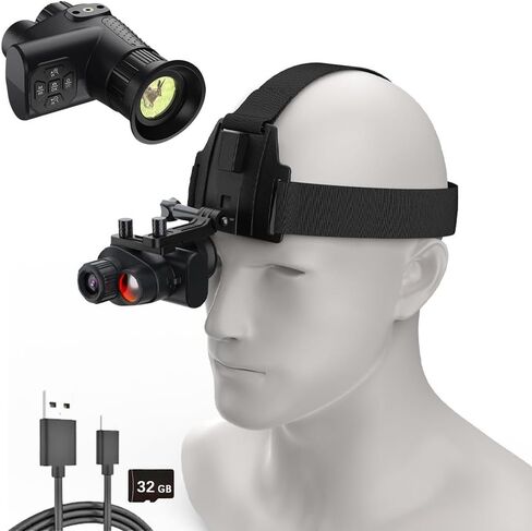 Infrared Night Vision Goggles for Men, 4K Night Vision Monocular 8X Digital Zoom, with 2200mah Battery and 32GB Memory Card for Camping, Surveillance in Saudi Arabia