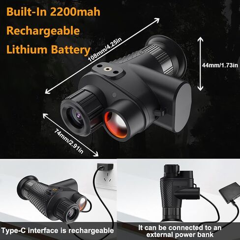 Infrared Night Vision Goggles for Men, 4K Night Vision Monocular 8X Digital Zoom, with 2200mah Battery and 32GB Memory Card for Camping, Surveillance in Saudi Arabia