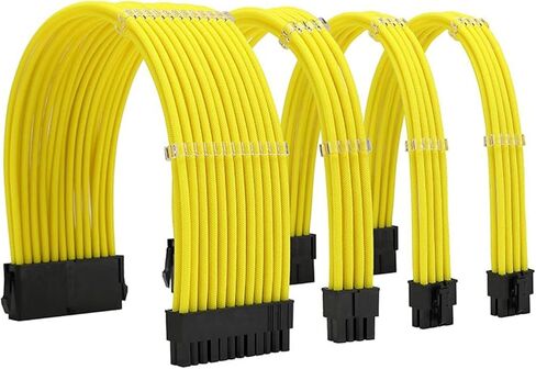 NCK1 Series PSU Extension Cable Kit, Solid Color Cable Solid Combo 300mm ATX24 Pin PCI-E 8Pin 8Pin with Combs(Kit B,Yellow) in Saudi Arabia