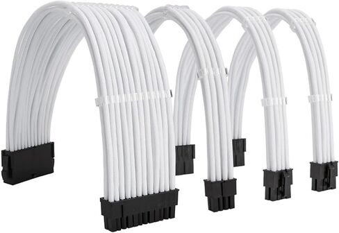 NCK1 Series PSU Extension Cable Kit, Solid Color Cable Solid Combo 300mm ATX24 Pin PCI-E 8Pin 8Pin with Combs(Kit B,Yellow) in Saudi Arabia