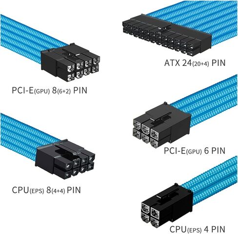 NCK1 Series PSU Extension Cable Kit, Solid Color Cable Solid Combo 300mm ATX24 Pin PCI-E 8Pin 8Pin with Combs(Kit B,Yellow) in Saudi Arabia