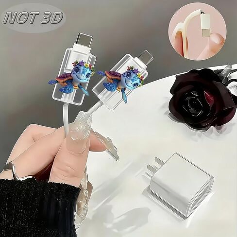 2pcs Acrylic Cable Protector, Cartoon sea Turtle with Floral Crown Type-C Compatible, Anti-Break Data Cable Cover, Gift Idea,Beautiful and Durable Charging Cable Protective Case(SJXT-001) in Saudi Arabia