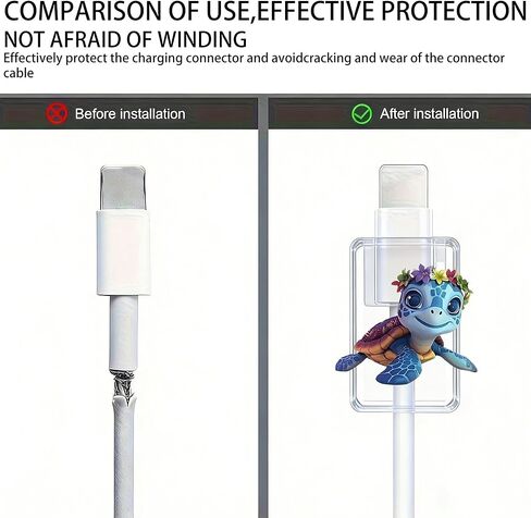 2pcs Acrylic Cable Protector, Cartoon sea Turtle with Floral Crown Type-C Compatible, Anti-Break Data Cable Cover, Gift Idea,Beautiful and Durable Charging Cable Protective Case(SJXT-001) in Saudi Arabia