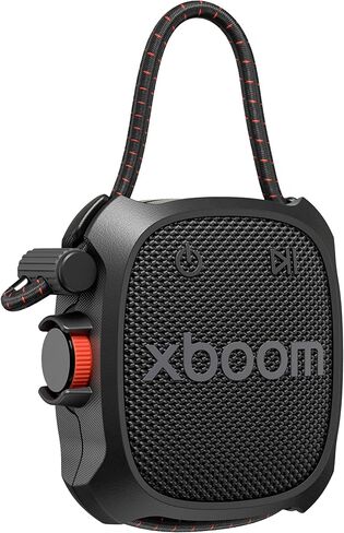 LG xboom Rock by will.i.am, Portable Outdoor Bluetooth Speaker, up to 10 Hours, IP67 Dust and Water Resistant, Adjustable Mounting Cord, Black in Saudi Arabia