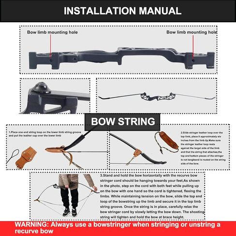 Bowfishing Recurve Bows Set - Archery Bow Kits Package Dual Use for Adult Hunting Practice Shooting Fish with Solid Fishing Arrows and Bowfishing Bottle Reels in Saudi Arabia