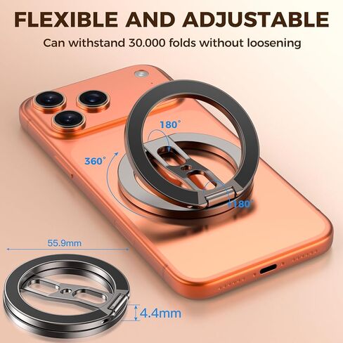Magnetic Phone Ring for MagSafe Grip [Dual-Sided Magnetic] [Magnet Phone Stand Grip Compatible with Car Mounts] Mag Safe Accessory for iPhone 17/16/15/14/13 Pro Max Plus, Grey in Saudi Arabia