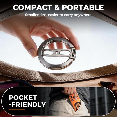 Magnetic Phone Ring for MagSafe Grip [Dual-Sided Magnetic] [Magnet Phone Stand Grip Compatible with Car Mounts] Mag Safe Accessory for iPhone 17/16/15/14/13 Pro Max Plus, Grey in Saudi Arabia