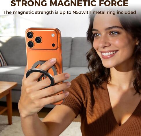 Magnetic Phone Ring for MagSafe Grip [Dual-Sided Magnetic] [Magnet Phone Stand Grip Compatible with Car Mounts] Mag Safe Accessory for iPhone 17/16/15/14/13 Pro Max Plus, Grey in Saudi Arabia
