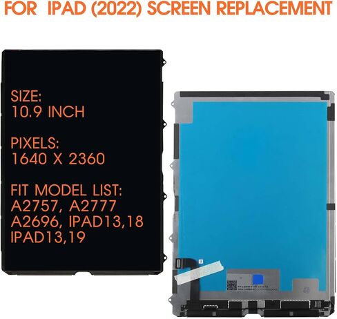 AGCUT Original لجهاز iPad 10th Gen LCD استبدال الشاشة لجهاز iPad 10th Generation Display 2022 A2696 A2757 A2777 LCD جزء إصلاح بديل (ليس محول رقمي يعمل باللمس) in Kuwait