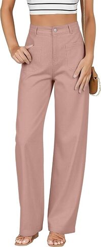Denim Women Long Trousers Jeans Pants Wide Leg Jeans High Waisted Pants Stretchy with Pockets in Saudi Arabia
