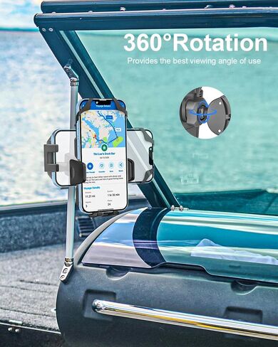 Boat Phone Mount - [Security Straps] Marine Helm Cell Phone Holder, Ultra Stable Handle Bar Pole Clamp for Boat Rail Accessories, for iPhone 17 Air Pro Max 16 15 14 13 12, Galaxy, 4.7-7" Phones in Saudi Arabia