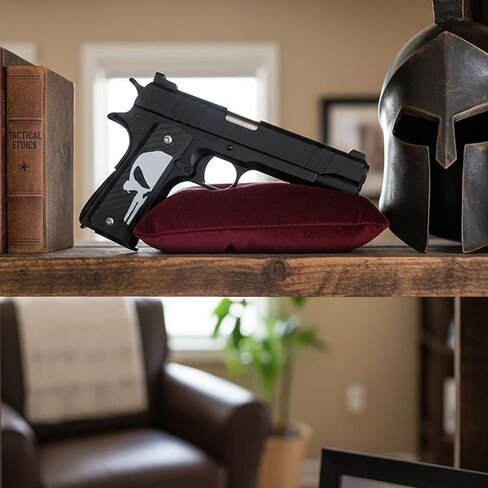 مقابض 1911 كاملة الحجم لكولت، كيمبر، سبرينغفيلد، ريمنجتون، جزيرة روك - جمجمة عقابية من ألياف الكربون المصنوعة من النايلون المخطط النمر، ملاءمة كلاسيكية ناعمة لنماذج الحكومة والقائد in Saudi Arabia