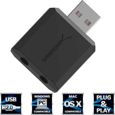 محول مقسم مقبس ستيريو USB إلى 2 × 3.5 مم من SABRENT لمكبر الصوت وسماعات الرأس يدعم Windows وMac. التوصيل والتشغيل لا حاجة إلى برامج تشغيل. (AU-2X35) in Saudi Arabia