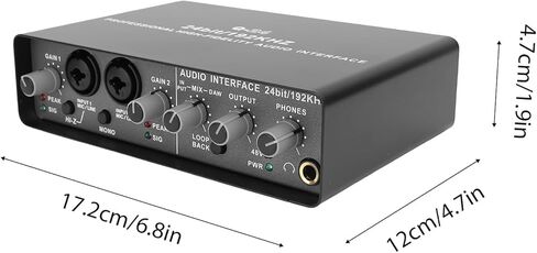 واجهة صوت USB، 2 قناة 192 كيلو هرتز 24 بت مع مدخل طاقة فانتوم XLR TRS، بطاقة صوت لتسجيل الكمبيوتر وميكروفون الجيتار وموسيقيي الاستوديو المنزلي in Saudi Arabia