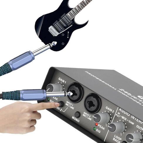 واجهة صوت USB، 2 قناة 192 كيلو هرتز 24 بت مع مدخل طاقة فانتوم XLR TRS، بطاقة صوت لتسجيل الكمبيوتر وميكروفون الجيتار وموسيقيي الاستوديو المنزلي in Saudi Arabia