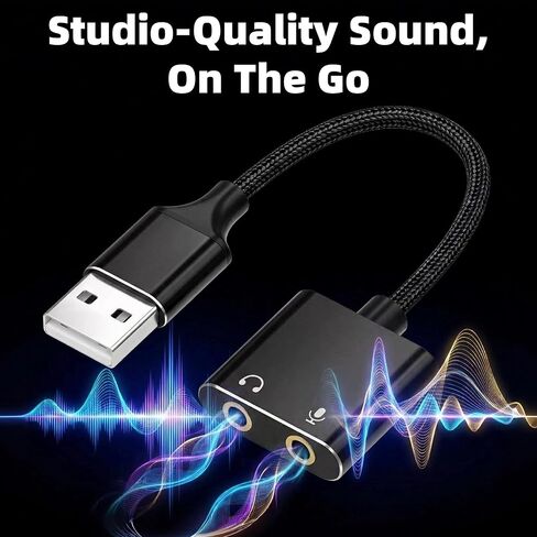 Universal USB Audio Adapter with 3.5mm Combo Jack - for PC, Laptop, Mac, PS5, PS4 & More (Windows/Mac/Linux Compatible)(AA-01) in Saudi Arabia