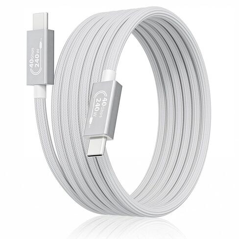 كابل Thunderbolt 4 لـ USB4 بطول 6.6 قدم، كابل USB C إلى C مجدول يدعم شاشة 8K/Dual 4K، شحن سريع 240 وات، مزامنة بيانات 40 جيجابت في الثانية، كابلات USB4 عالية السرعة لأجهزة Macbook Pro/Air، iPhone، PSSD، الإرساء، الشاشة in Kuwait