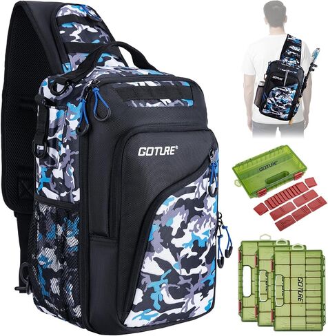 Goture Pink Fishing Tackle Bag, 1680D Water-Resistant Sling Fishing Backpack with Rod Holder, Anti-Slip Waist Strap, 3 Fishing Tackle Boxes, Fishing Gifts for Women Girls in Saudi Arabia