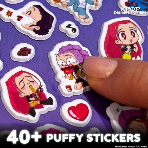 Kpop Demon Hunters™ Puffy Stickers, Includes Over 40 Designs, Official Kpop Demon Hunters Merch, Great Scrapbook Supplies, Cool Stuff for Planners, Kids Crafts, Party Favors in Saudi Arabia