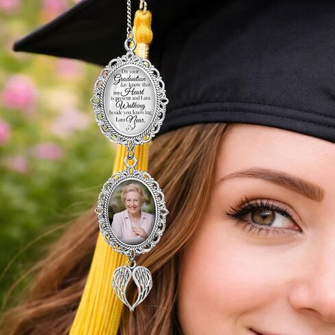Custom Graduation Tassel with Memorial Photo Charm and Angel Wings, Personalized Tassel Keepsake for Grad Cap 2026, Meaningful Graduation Gift for Him or Her, Idea 1 in Saudi Arabia