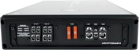 حزمة Rockville Krypton MF4: مضخم صوت بحري بقوة 2400 وات / 600 وات RMS ذو 4 قنوات، طقم أسلاك تثبيت أمبير مقاوم للماء RMWK4 V2 4 AWG، MRCA25، كابل RCA زوج ملتوي بطول 25 قدمًا، 3 عناصر in Saudi Arabia