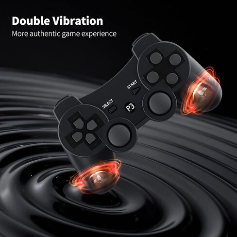 Zamia 2 Pack وحدة تحكم لاسلكية لجهاز PS3/PC، إحساس حركة عالي الأداء 6 محاور، اهتزاز مزدوج، بلوتوث، قابلة لإعادة الشحن، وحدة تحكم ألعاب مطورة لجهاز PS3 in Kuwait