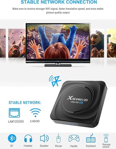 8K TV Box Android 11.0 RK3566 شرائح، 2026 Android Box 8GB RAM 64GB ROM يدعم Ethernet 1000M LAN Dual-WiFi 2.4G/5.8G WIFI6 3D 6K 4K 2K HDR10+ BT5.0 مشغل صندوق التلفزيون الذكي مع جهاز تحكم عن بعد بالأشعة تحت الحمراء in Kuwait