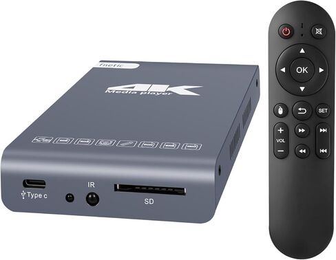 مشغل وسائط رقمي بدقة 4K وحاوية محرك أقراص ثابتة 2 في 1، مشغل فيديو MP4 فائق الدقة بدقة 4K@60 هرتز لمحرك أقراص USB من النوع C/بطاقة SD، ولافتات رقمية، H.265/HEVC، تشغيل تلقائي متكرر، مخرج HDMI/AV in Saudi Arabia