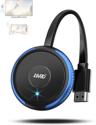 محول عرض لاسلكي AIMIBO 4K 5G - قم بتوصيل وتشغيل دونجل HDMI اللاسلكي، وإرسال الفيديو من Android iOS Windows MacOS Tablet كمبيوتر محمول إلى جهاز عرض شاشة التلفزيون، يدعم Airplay DLNA Miracast Blue in Kuwait