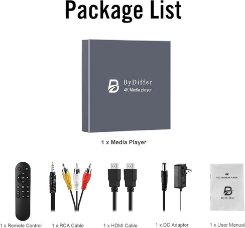 4K Digital Media Player, TV MP4 Video Player for USB Drive/TF Card, 4K@60Hz Digital Signage HD Media Players with HDMI/AV/Optical, H.265/HEVC, Looping Auto Playback, Grey in Saudi Arabia