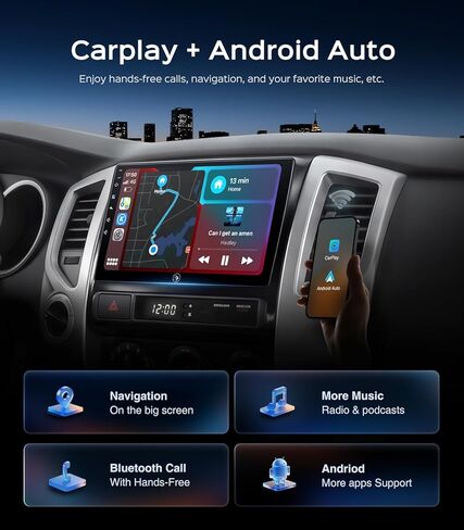 2+64G Car Radio Stereo for Toyota Tacoma 2005-2015, CarPlay & Android Auto Head Unit, 9" Touchscreen/GPS Navigation/HD Backup Camera/SWC in Saudi Arabia