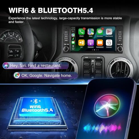 راديو السيارة لـ Wrangler JK 2007-2018 Dodge Ram 1500 2500 3500 2009-2012،7 بوصة 2+64G Android 13 وحدة رأس شاشة تعمل باللمس مع CarPlay اللاسلكي وAndroid Auto، ملاحة GPS، كاميرا احتياطية عالية الدقة in Kuwait