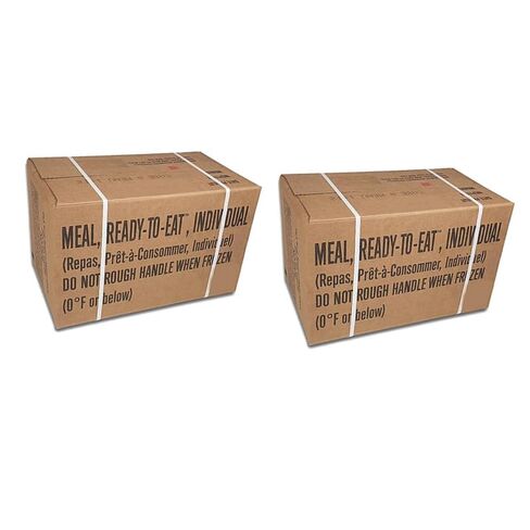 MRE (Ready-to-Eat) Meal Kit A and B Bundle Cases - Genuine U.S. Military Surplus Supply Box with Heater - Nutritional Emergency Food Bulk - Survival Food Rations Pack - Inspection Date 2025 or Better in Saudi Arabia