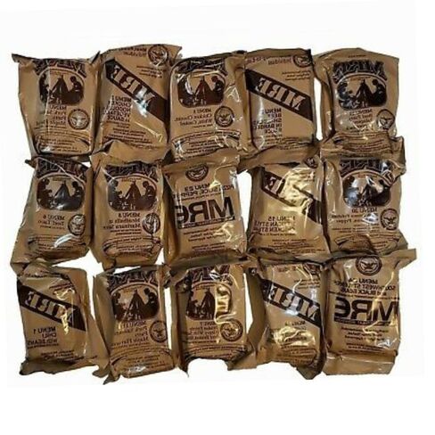 MRE (Ready-to-Eat) Meal Kit A and B Bundle Cases - Genuine U.S. Military Surplus Supply Box with Heater - Nutritional Emergency Food Bulk - Survival Food Rations Pack - Inspection Date 2025 or Better in Saudi Arabia