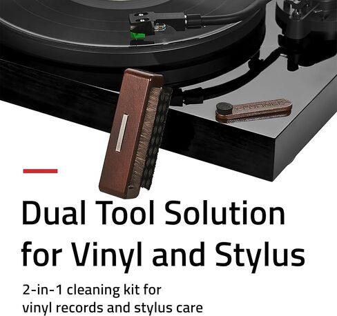 Fluance 2-in-1 Vinyl Record & Stylus Cleaning Kit with Anti-Static Carbon Fiber Brush and Turntable Stylus Brush with Soft Bristles - Precise Vinyl Cleaning Kit to Preserve Sound Quality (VB64) in Saudi Arabia