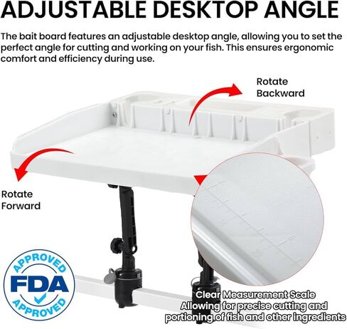 HITORHIKE Bait Board Set with Mounts & Extenders – White Cutting Board for Bass, Center Console, Pontoon Boats – Great for Fishing, Filleting, Outdoor Cooking (Round & Square Rail Mount Set) in Saudi Arabia